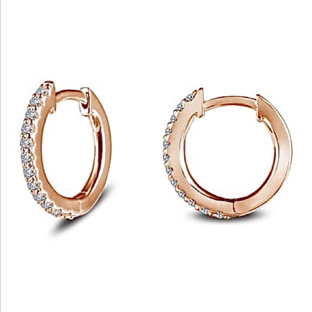 LaFonn – Rose Gold Simulated Diamond Pave 12mm Huggie